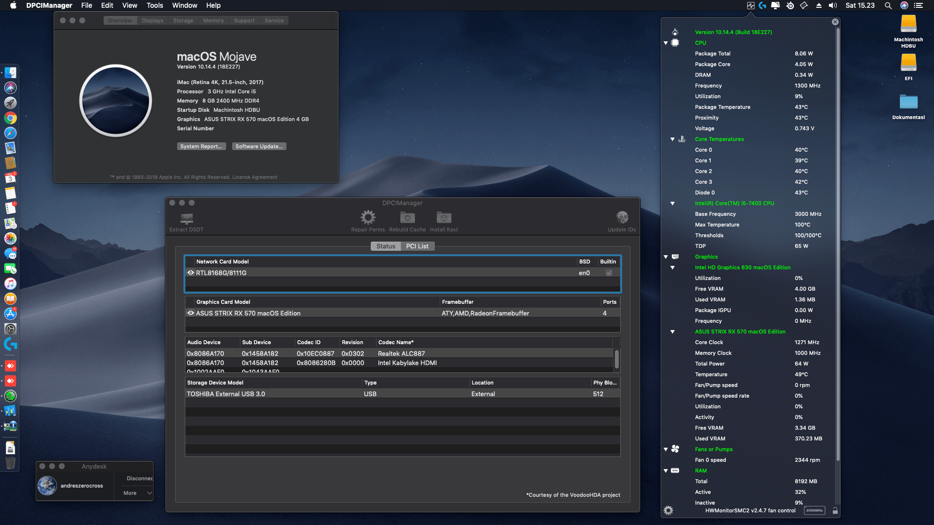 Success Hackintosh macOS Mojave 10.14.4 Build 18E227 at Gigabyte GA-H110M-DS2 + Intel Core i5 7400 + Asus STRIX RX 570